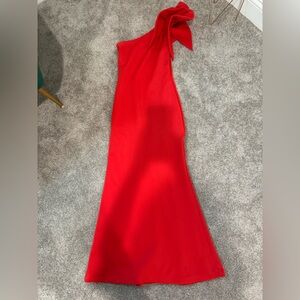 Aqua Red One-Shoulder Dress